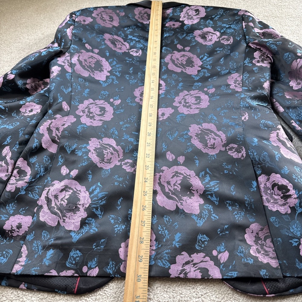 Kilburne Finch Tuxedo Jacket Mens 38R Purple Floral Blue Blazer Wedding - Picture 11 of 14